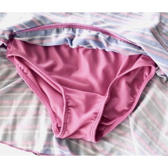 UV Skinz Pink Blue White Stripes UPF 50+ Quick Dry Swim Skort Girls Size 4T - Picture 3 of 5